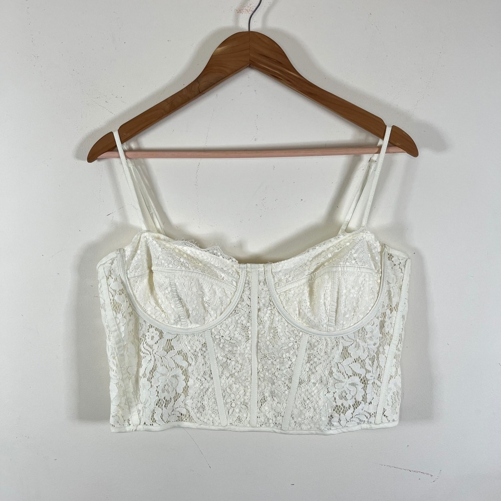 Altar'd State Floral Cream Lace Bustier Top Cropped Corset Top Boho Womens XL